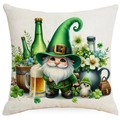 St. Patrick's Day gnome pillow cover with lucky clover and green beer bottle print - 45*45cm Linen Single-Sided No Insert / Gnome with Beer Bottle Pattern (DYM18-5)
