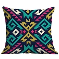 Housse de coussin carrée style bohème avec motifs géométriques ethniques colorés - Géométrique Symétrique Marine (CDR49-42)