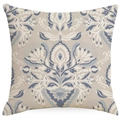 Chinese style damask pattern cushion cover with beige base and blue floral patterns - Bohemian Damascus (DYM31-7)