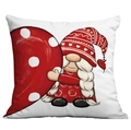 Funda de cojín de San Valentín con diseño de gnomo y corazón para decoración de sofá - Estilo Gnomo con Gorro Estampado Sosteniendo Corazón (CDR54-2) / 45x45cm Pelusa Corta Sin Núcleo
