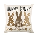 Easter pillow cover with Hunny Bunny print and retro rabbits on natural linen fabric - 45*45cm Linen Single-Sided No Insert / Dym37-4
