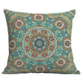Ethnic mandala throw pillow cover with bohemian geometric art and colorful mandala patterns - Mandala Style 8 (CDR50-8) / 45x45cm