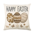 Linen Easter pillow cover with vintage eggs and Happy Easter print for home decor - 45*45cm Linen Single-Sided No Insert / Dym37-2