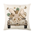 Easter throw pillow case with vintage truck, colorful eggs, and Egg Hunt print - Retro Truck And Eggs Style (DYM37-1)