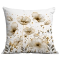 Square floral cushion cover with artistic gold flower patterns and white base - 45*45cm Short Plush Single Sided Without Core / Impressionistic Gold and White Floral (CDR29-5)