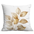 Square white pillowcase featuring artistic golden leaf pattern with metallic finish - 45*45cm Short Plush Single Sided Without Core / Impressionistic Gold Leaf Pattern (CDR29-8)