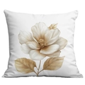 Floral throw pillow cover with elegant gold and beige flower print on white fabric - 45*45cm Short Plush Single Sided Without Core / Beige and Pale Gold Elegant Floral (CDR29-11)
