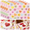 Detailed set of 4 waterproof rectangular placemats with pink Valentine heart candy patterns - 30x45cm / Talk Heart Candy (CDT09-39)