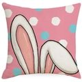Easter pillow cover with white bunny ears on pink polka dot linen cushion case - Pink Polka Dot Bunny Ears / 45*45cm Single-sided Linen