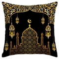 Luxury gold moon and star mosque print linen pillowcase for sofa and car decor - Mosque Lantern Style (CDR69-1)