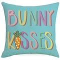 Easter linen pillowcase in light blue featuring Bunny Kisses text and carrot graphic - Cyan Bunny Kisses / 45*45cm Single-sided Linen