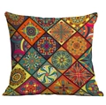 Böhmischer quadratischer Kissenbezug mit bunten Mandala- und geometrischen Rautenmustern - Böhmisch Mandala Stil 1 (SDR10-1)