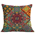 Quadratischer Boho-Kissenbezug mit Mandala-Muster in Petrol und Orange für Dekorationen - Böhmisch Mandala Stil 2 (SDR10-2)