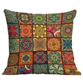 Vintage Boho Kissenbezug mit bunten Mandala-Blumen und geometrischen Mustern - Böhmisch Mandala Stil 3 (SDR10-3)