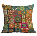Quadratischer Boho-Kissenbezug mit farbenfrohen Mandala-Mustern für Dekoration - Böhmisch Mandala Stil 4 (SDR10-4)