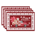 Set di 4 tovagliette per San Valentino con camion rosso e design a cuore di orso - 30x45cm / Camion e Orsetto (CDT09-2)