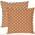 Set of 2 terracotta square pillow covers with white leaf patterns for sofa decor - Single Side Printing Without Core / Caramel color