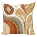 Bohemian abstract sun and wave pattern throw pillow cover in earthy brown tones - Single Sided Linen Without Core / Sunflower Wave Style (DYM32-1)