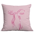 Soft pink square cushion cover with watercolor striped bow print for home decoration - Striped Bowknot Style (CDR86-4)