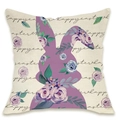 Detail view of linen fabric texture and purple floral bunny pattern on the Easter pillowcase - Purple Rabbit Silhouette Style (DYM66-21)
