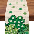 Saint Patrick's Day table runner with green clover print and Lucky Charms pattern - Lucky Charms Print (ZQT11-2) / 33*183cm