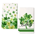 St. Patrick's Day white towels featuring green watercolor clover patterns and lucky text - Watercolor Shamrock Style (MJB11-1) / 40x60cm