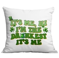 Macro detail of the St. Patrick's Day graphic print on a high-quality white sofa pillow cover - Drunkest It's Me Quote Style (CDR88-19) / 45*45cm Short Plush Single Sided Without Core
