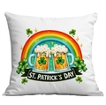 Close-up of St. Patrick's Day cushion cover featuring beer mugs and green clovers - Toasting Rainbow Style (CDR88-20) / 45*45cm Short Plush Single Sided Without Core