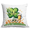 Close-up of St. Patrick's Day pillow case with cartoon shamrock and festive slogan - Toasting Shamrock Style (CDR88-8) / 45*45cm Short Plush Single Sided Without Core