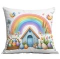 Easter rainbow bunny pillow cover with floral patterns for sofa home decor - Rainbow Cottage Egg Floral Style (CDR92-9)