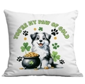 St. Patrick's Day pillowcase with Border Collie puppy, gold coins and shamrock design - 45*45cm Short Plush Single Sided Without Core / Shepherd with Gold (CDR96-16)