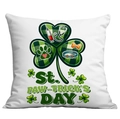 Detail of St. Patrick's Day pillowcase with green plaid clover and pet nursing symbols - 45*45cm Short Plush Single Sided Without Core / Medical Element Shamrock (CDR96-13)