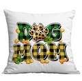 White square Dog Mom pillow case with St. Patrick's Day patterns and lucky clovers - 45*45cm Short Plush Single Sided Without Core / Leopard Paw Dog Mom (CDR96-12)