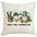 Housse de coussin Saint-Patrick avec gnome et trèfle sur fond blanc pur - 45*45cm Lin Recto Seul Sans Garnissage / Paix Amour Saint Patrick Gnome (DYM95-17)
