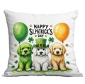 White St. Patrick's Day pillow cover with golden retriever puppies and clover pattern - 45*45cm Short Plush Single Sided Without Core / Three Golden Retrievers (CDR96-11)