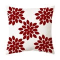 Nordic minimalist square pillowcase with red geometric floral patterns on white background - White Base Red Geometric Floral Style (CDR99-5) / Short Plush Single Side Without Core