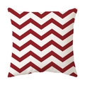 Detailed texture of red and white chevron wave pattern on square canvas pillowcase - Red White Broad Chevron Style (CDR99-8) / Short Plush Single Side Without Core