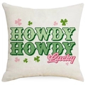 Vue détaillée de la taie d'oreiller Saint-Patrick avec lettrage Howdy et Lucky en vert - 45x45cm / Texte Trèfle Howdy (DYM98-8)