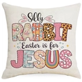 Federa cuscino Pasqua in lino con design floreale Silly Rabbit Easter is for Jesus - 45*45cm Lino Solo Fronte Senza Imbottitura / Dym91-7