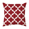 Macro shot of Nordic geometric interlocking clover pattern on burgundy cushion cover - Burgundy Cream Geometric Clover Style (CDR99-10) / Short Plush Single Side Without Core