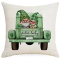 Détail d'une taie d'oreiller St. Patrick avec gnomes dans un camion vert et texte feelin' lucky - 45*45cm Lin Recto Seul Sans Garnissage / Gnome Camion Vert (DYM95-15)