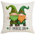 Détail de la texture en lin sur la housse de coussin Saint-Patrick avec motif de gnome - 45*45cm Lin Recto Seul Sans Garnissage / Deux Gnomes ST PATRICKS DAY (DYM95-13)