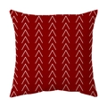 Funda de cojín cuadrada nórdica rojo vino con patrón de chevrón blanco moderno - Base Roja Patrón V Blanco Estilo Zigzag (CDR99-3) / Felpa Corta Una Cara Sin Nucleo