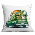 Détail de taie d'oreiller Saint-Patrick avec camion chanceux, gnome et arc-en-ciel sur toile - LUCKY Camion Arc-en-Ciel Nain (CDR93-19) / 45x45cm Simple Face (Sans Garnissage)