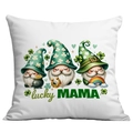 Vue détaillée de la housse de coussin Saint-Patrick avec motif Lucky Mama et texture en lin - LUCKY MAMA Nain (CDR93-15) / 45x45cm Simple Face (Sans Garnissage)