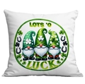 Housse de coussin Saint-Patrick avec gnomes et texte Lots 'O Luck sur fond blanc - Trois Nains Trèfles (CDR93-12) / 45x45cm Simple Face (Sans Garnissage)