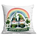 Housse de coussin Saint-Patrick blanche avec nains irlandais et décoration arc-en-ciel - Nains Arc-en-Ciel de la Chance (CDR93-17) / 45x45cm Simple Face (Sans Garnissage)