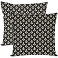 Set of 2 square black floral throw pillow covers with vintage leaf pattern for sofa decor - Single Side Printing Without Core / Black