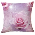 Pink rose floral throw pillow cover with dreamy purple bubbles and digital print - Pink Purple Rose Bubble Light Style (CDR43-8)