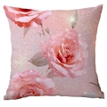 Pink rose flower pillow case with champagne glitter effect for sofa decor 45x45cm - Light Pink Rose Champagne Glitter Style (CDR43-9)